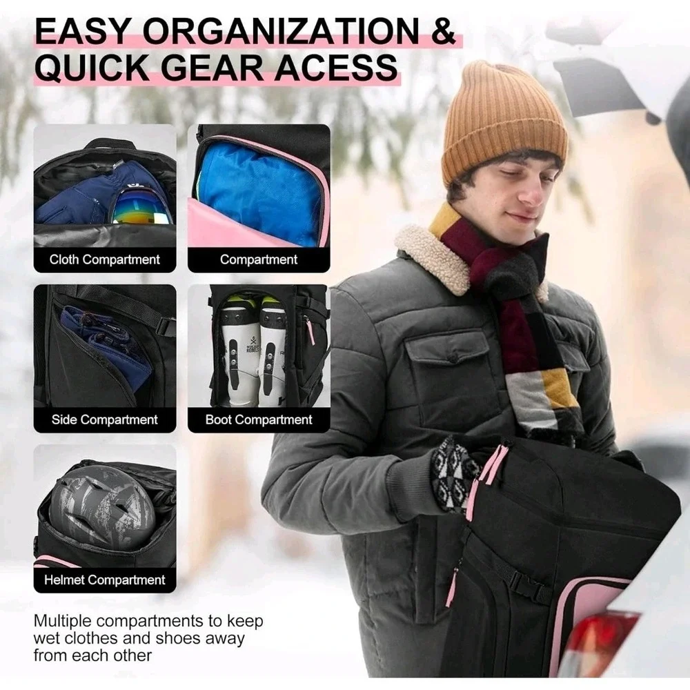 Padded Ski & Boot Bag Combo for Air Travel, Waterproof & Durable Storage